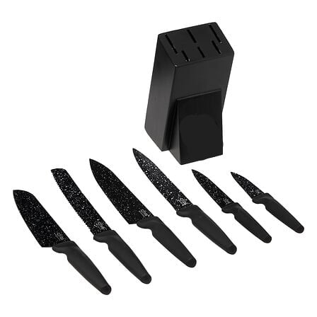 Porta coltelli con 6 coltelli colore nero | Rohome