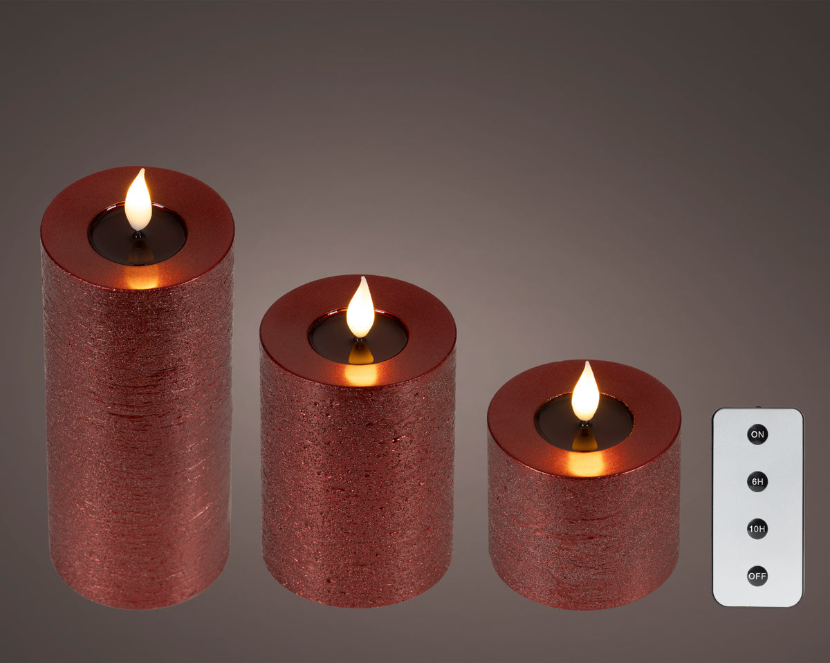 Set Candela a LED rossa con stoppino realistico e braciere in resina | Rohome