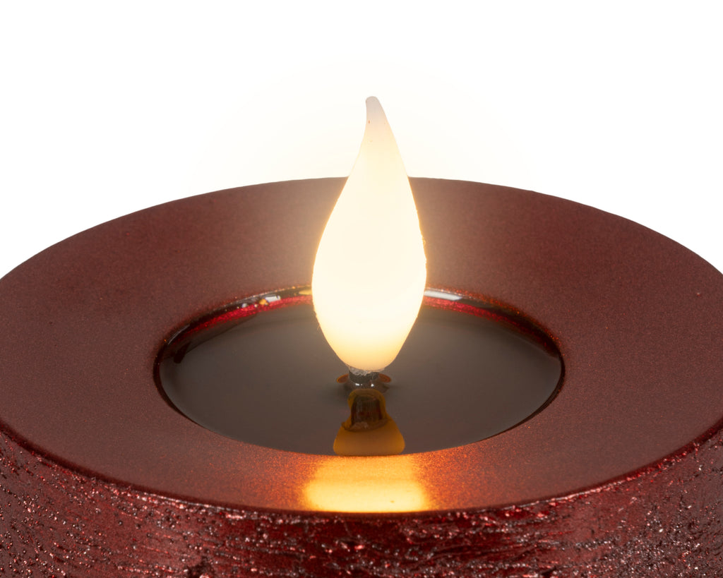 Set Candela a LED rossa con stoppino realistico e braciere in resina | Rohome