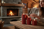 Set Candela a LED rossa con stoppino realistico e braciere in resina | Rohome
