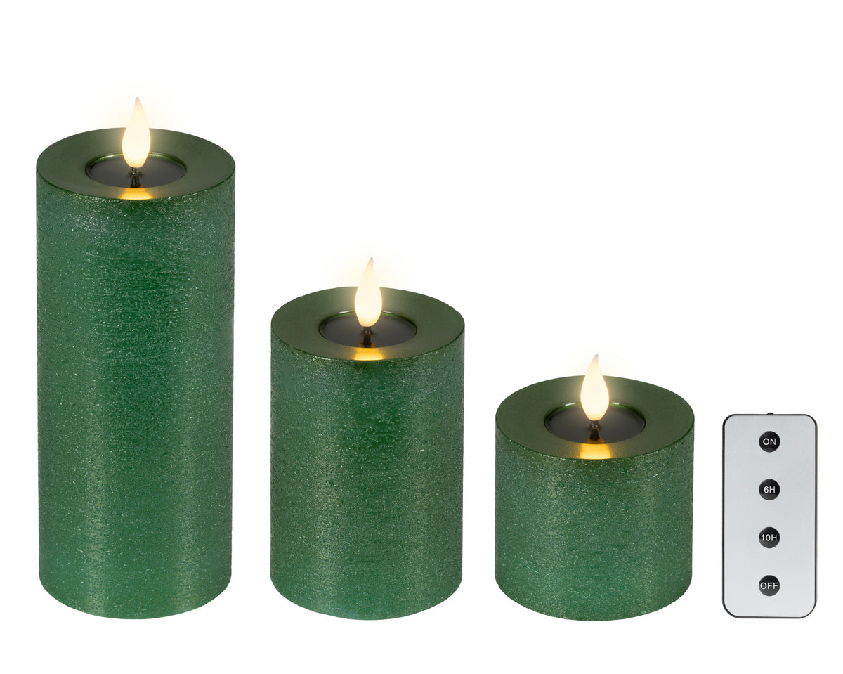 Set Candela a LED verde con stoppino realistico e braciere in resina | Rohome