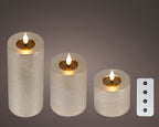 Set Candela a LED silvrer con stoppino realistico e braciere in resina | Rohome