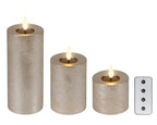 Set Candela a LED silvrer con stoppino realistico e braciere in resina | Rohome