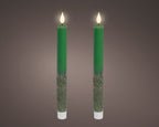Set 2 Candele a stelo LED effetto fiamma colore verde | Rohome