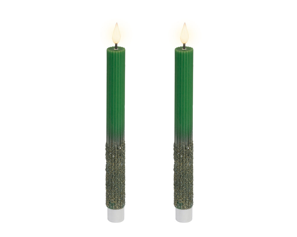 Set 2 Candele a stelo LED effetto fiamma colore verde | Rohome