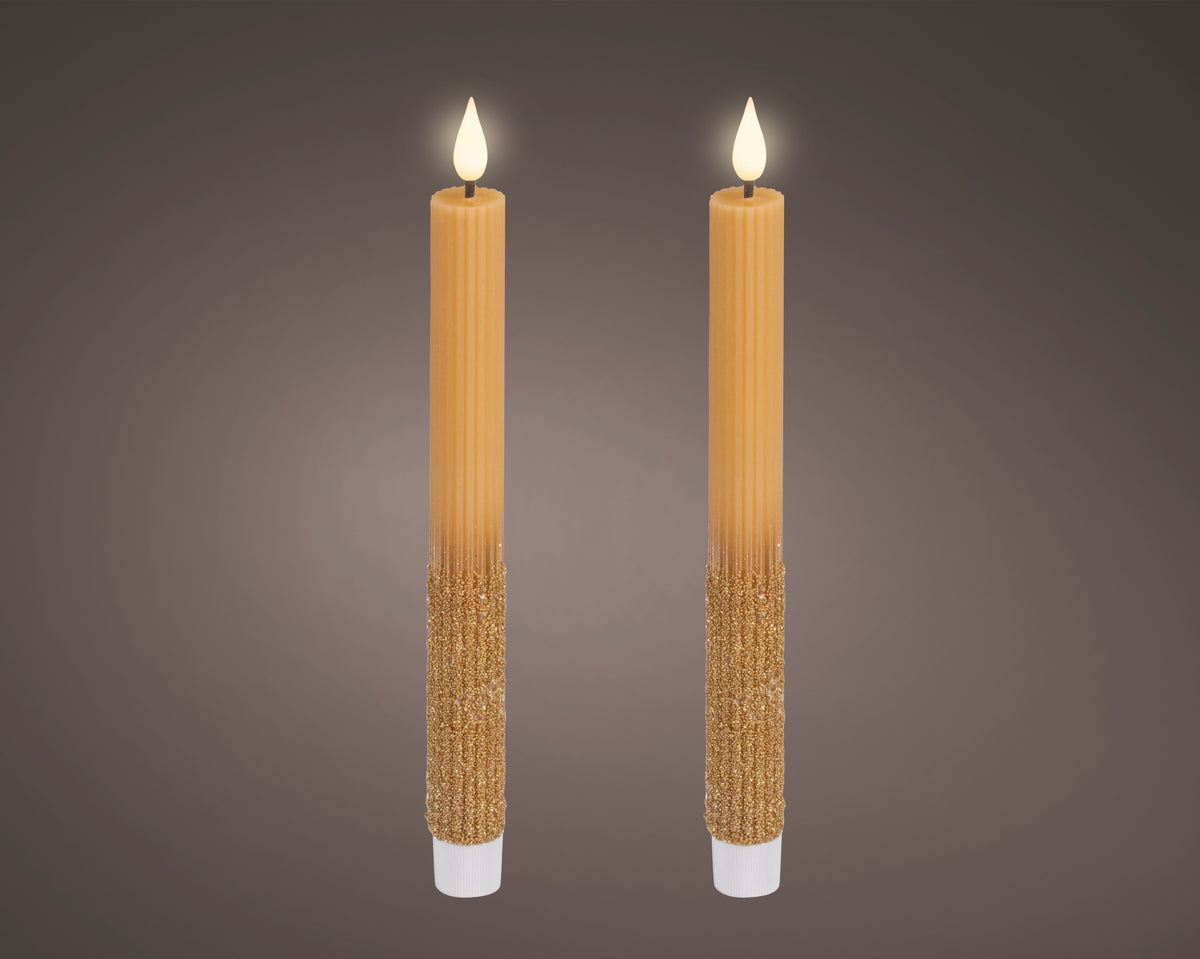 Set 2 Candele a stelo LED effetto fiamma colore gold | Rohome