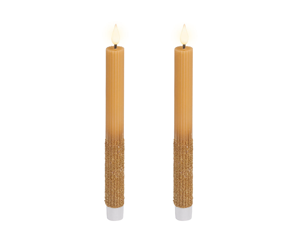 Set 2 Candele a stelo LED effetto fiamma colore gold | Rohome
