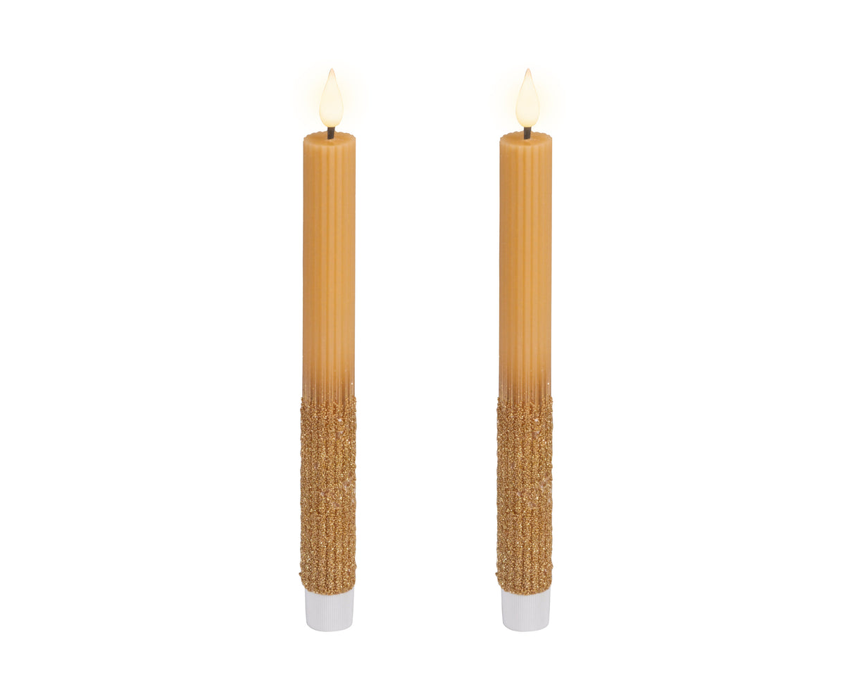 Set 2 Candele a stelo LED effetto fiamma colore gold | Rohome