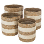 Cesto coprivaso marrone e righe bianche | rohome