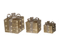 Set 3 decorazioni pacco regalo con led oro  | rohome