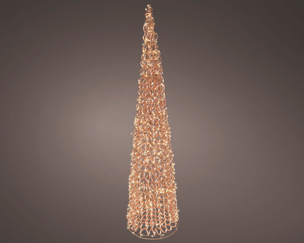 Albero di natale cono con 500 micro led per esterno rose gold | rohome