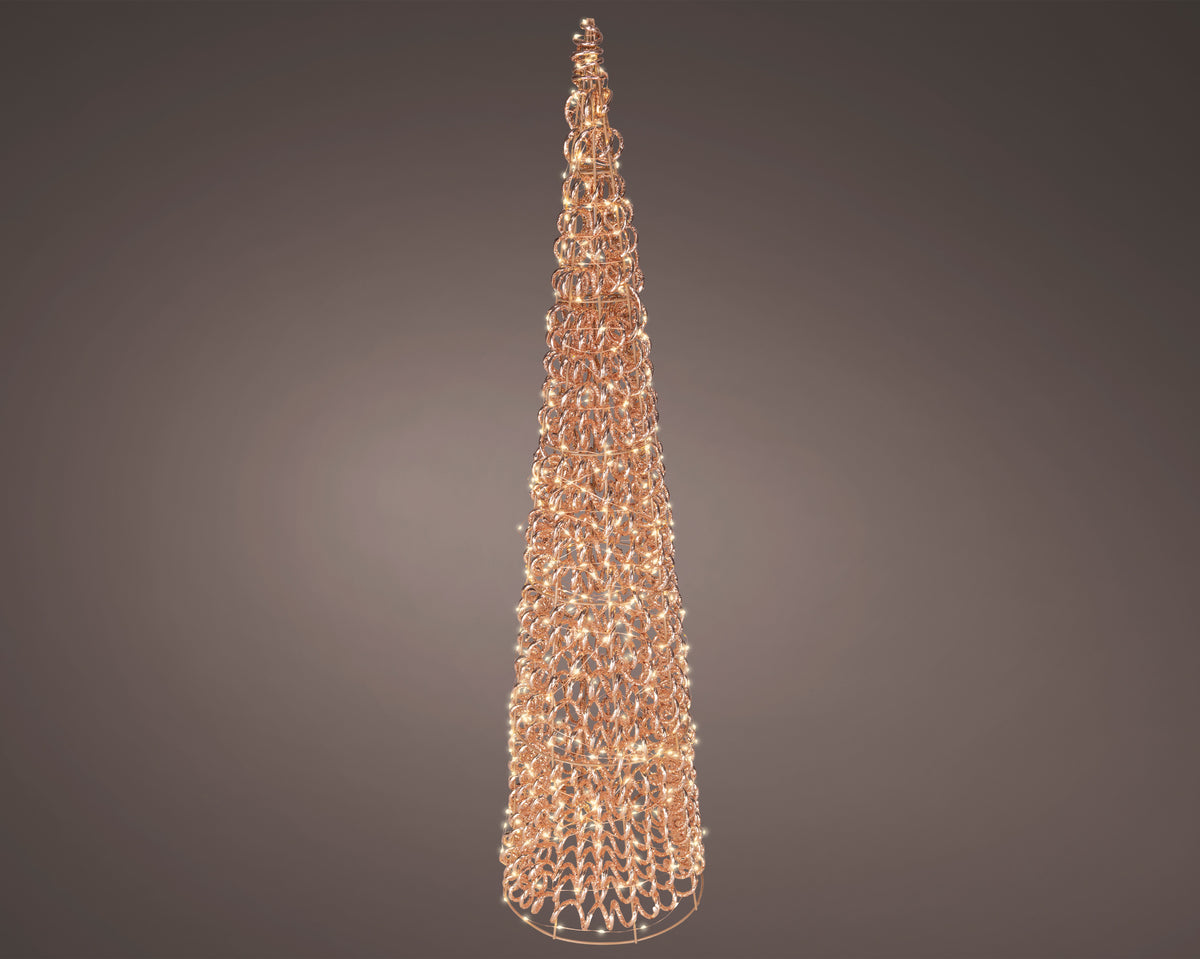 Albero di natale cono con 500 micro led per esterno rose gold | rohome