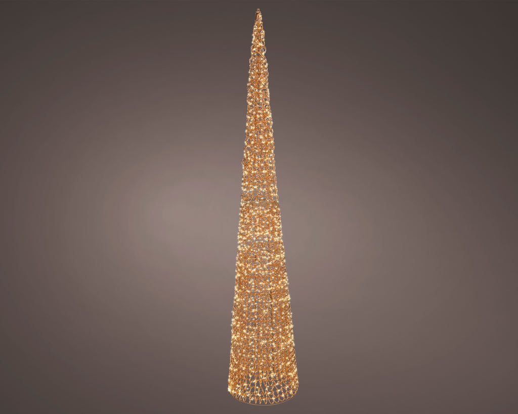 Albero di natale cono con 1800 micro led per esterno rose gold | rohome