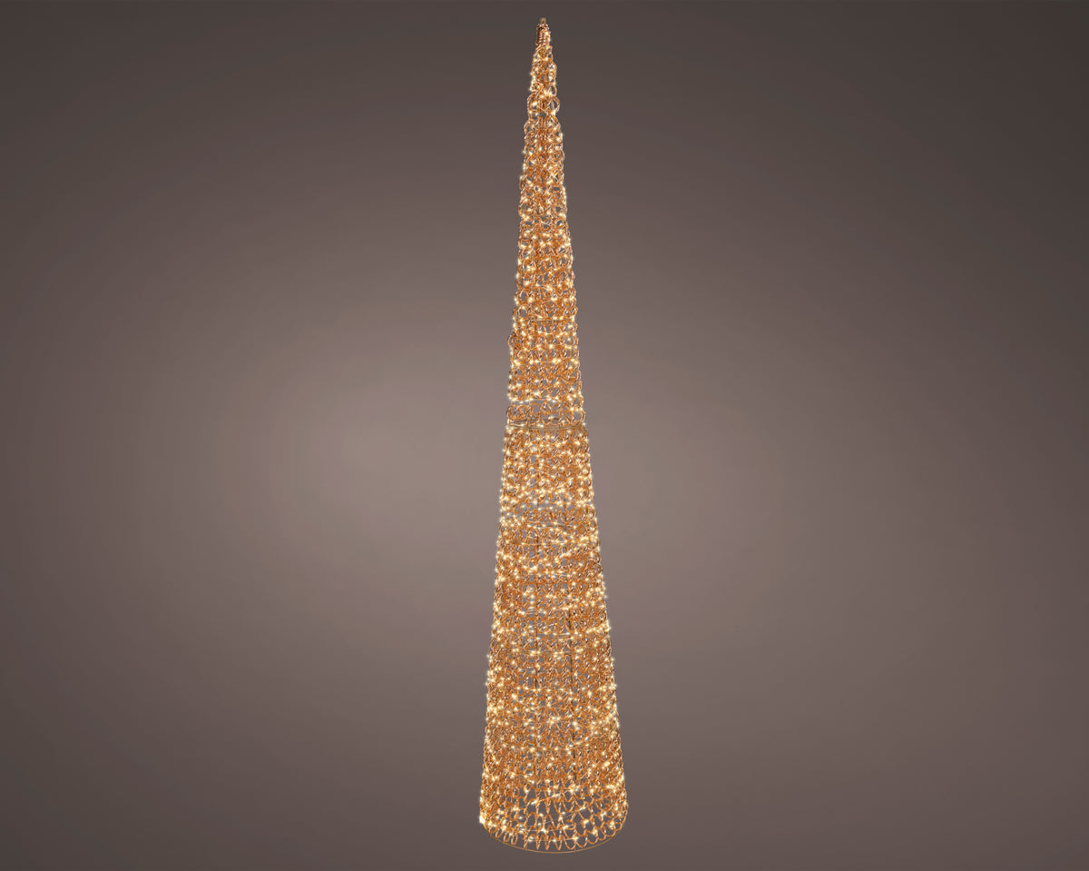 Albero di natale cono con 1800 micro led per esterno rose gold | rohome