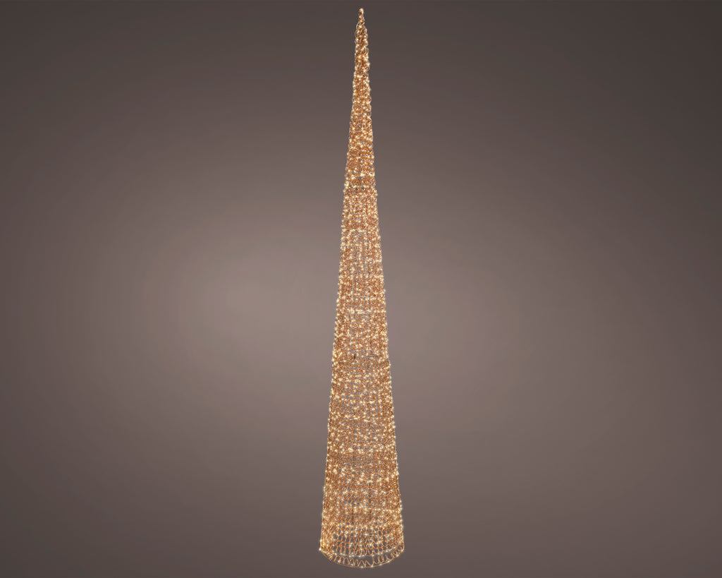 Albero di natale cono con 3200 micro led per esterno rose gold | rohome