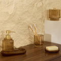 Set 4 accessori bagno in vetro colore ambra