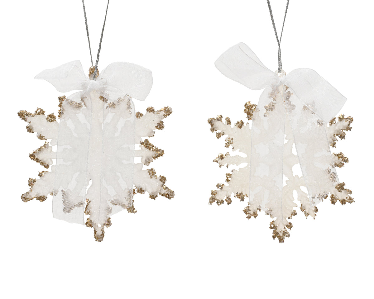 Fiocco di neve glitterato in polistirolo h.11cm | Rohome