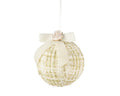Pallina di Natale in Tessuto Boucle con Fiocco d8cm con rosa | Rohome