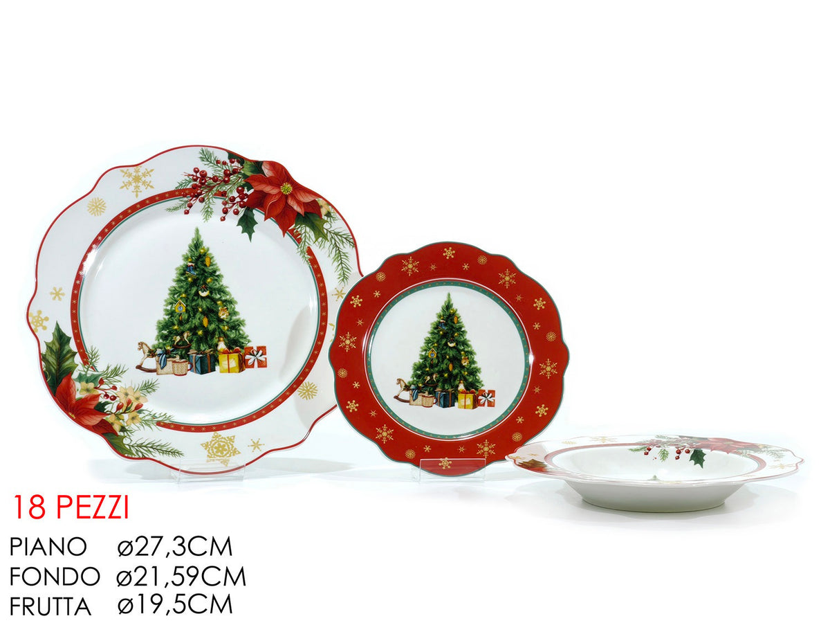 Servizio Piatti tavola 18pz natalizio con Albero Natalizio | rohome