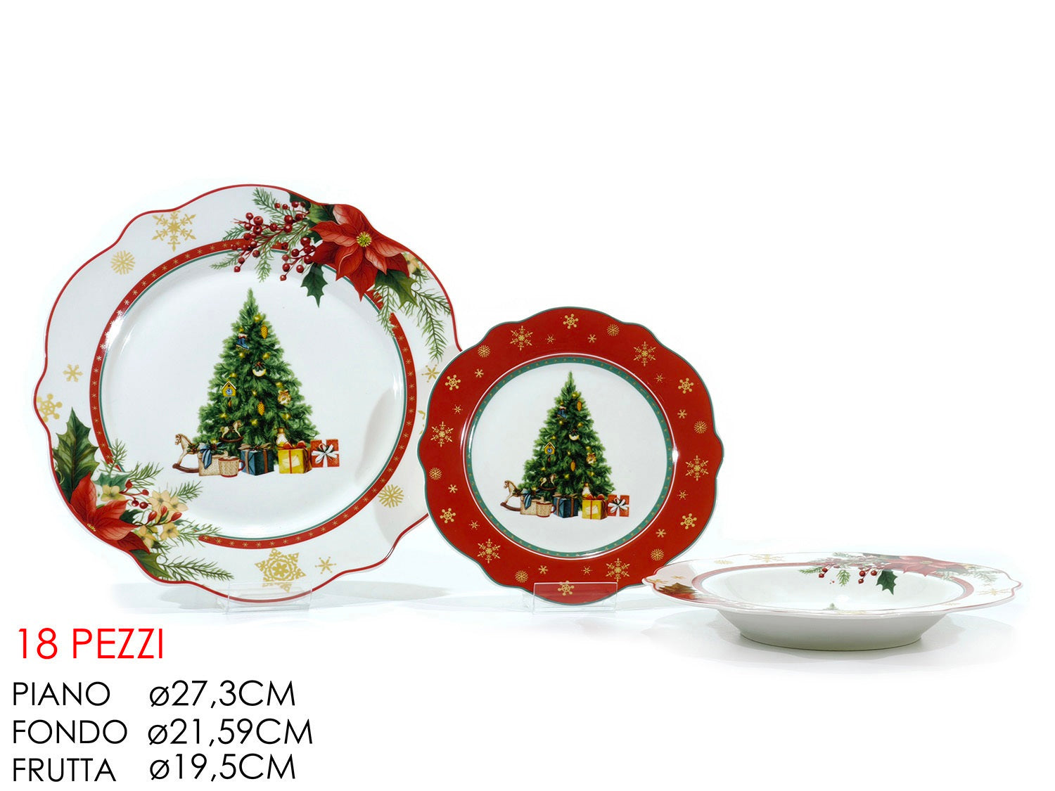 Servizio Piatti tavola 18pz natalizio con Albero Natalizio | rohome