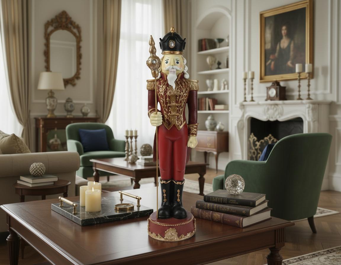 Schiaccianoci natalizio h 38cm rosso ed oro | Rohome