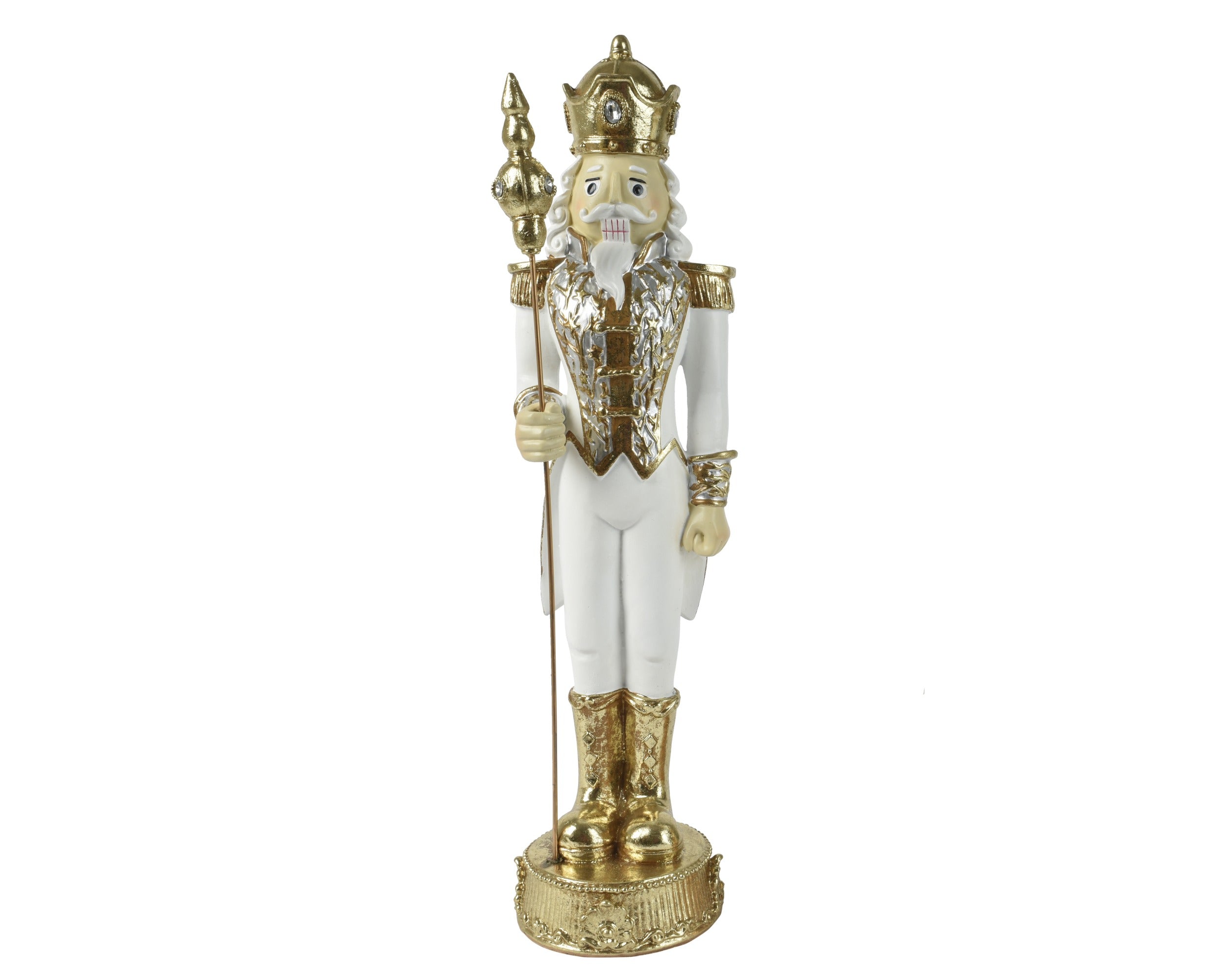 Schiaccianoci natalizio h 38cm bianco ed oro | Rohome