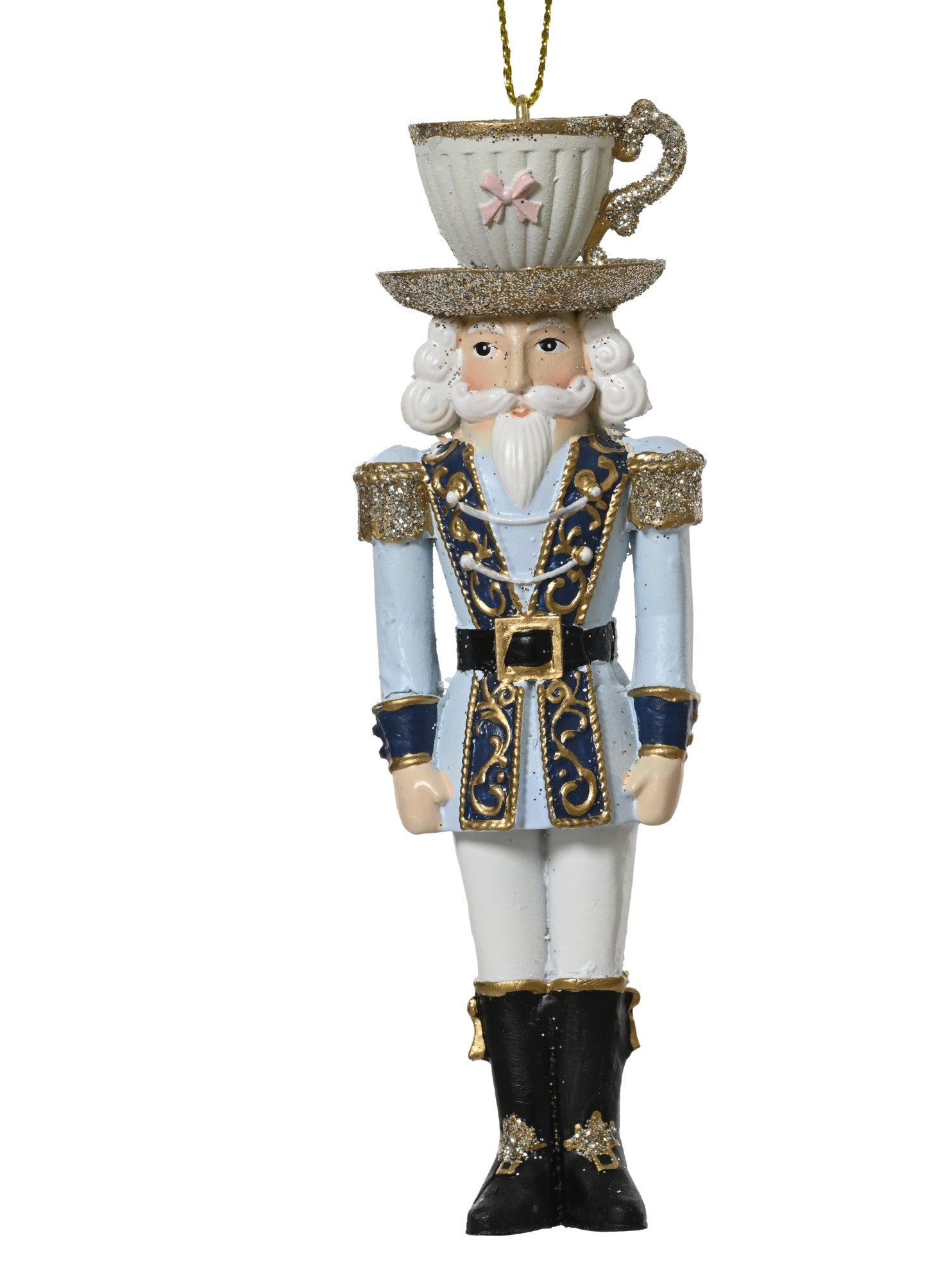 Addobbo Schiaccianoci Decorativo Azzurro con Tazza e Angelo | Rohome