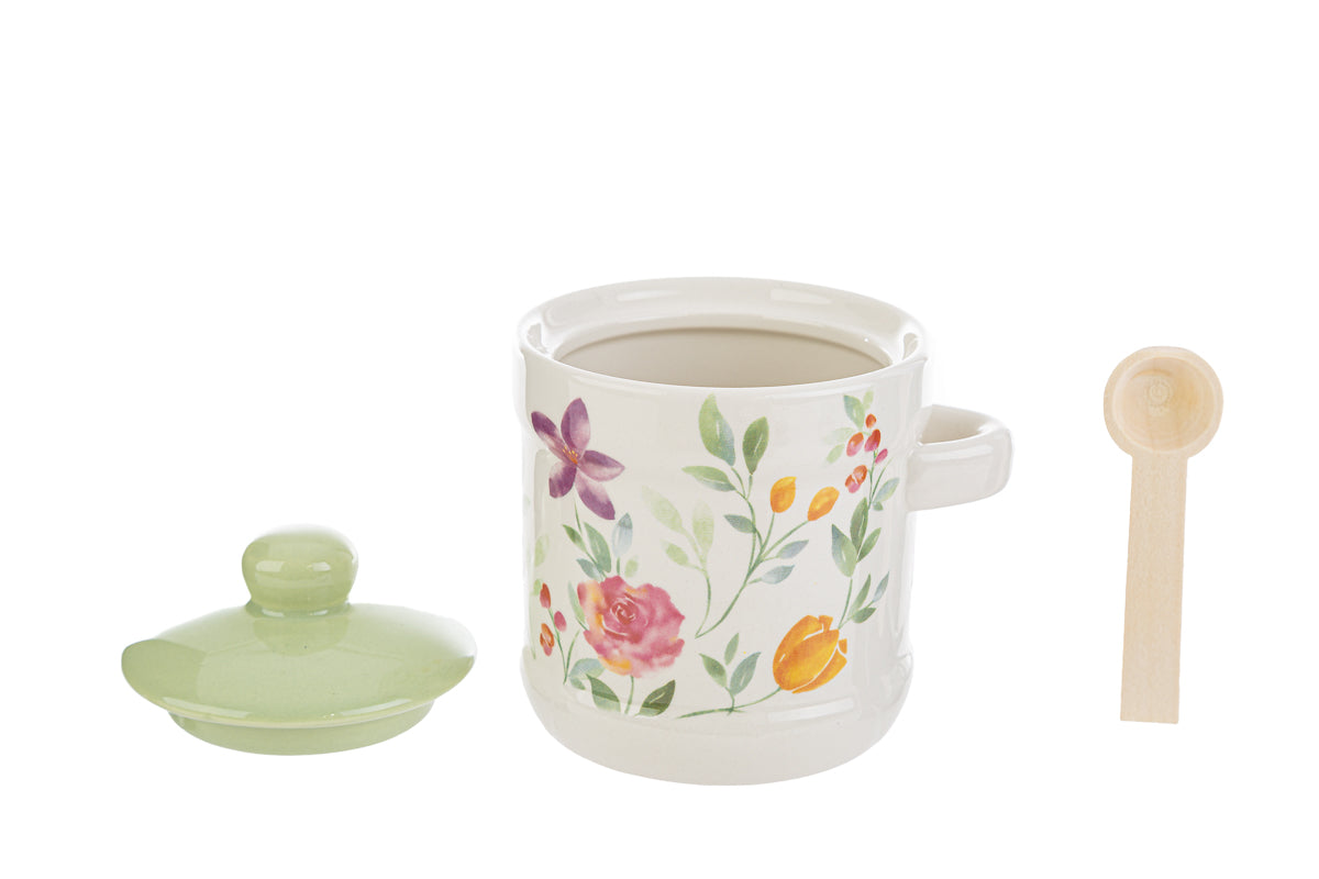 Porcelain sugar bowl with flowers | rohome