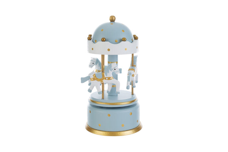 Bomboniera carillon giostrina in legno celeste grande | Rohome