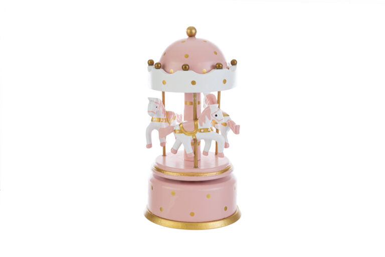 Bomboniera carillon giostrina in legno rosa grande  | Rohome