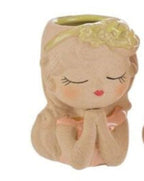 Vaso Ceramica Girl H 9cm con cerchietto verde | Rohome