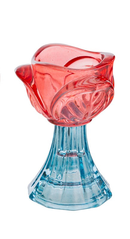 Bomboniera Portacandela in vetro colorato h. 9cm verde ed arancione | Rohome