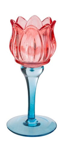 Bomboniera Portacandela in vetro colorato h.18cm verde ed arancione | Rohome