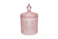 Bomboniera contenitore in vetro rosa rombi h.17,5 cm| Rohome