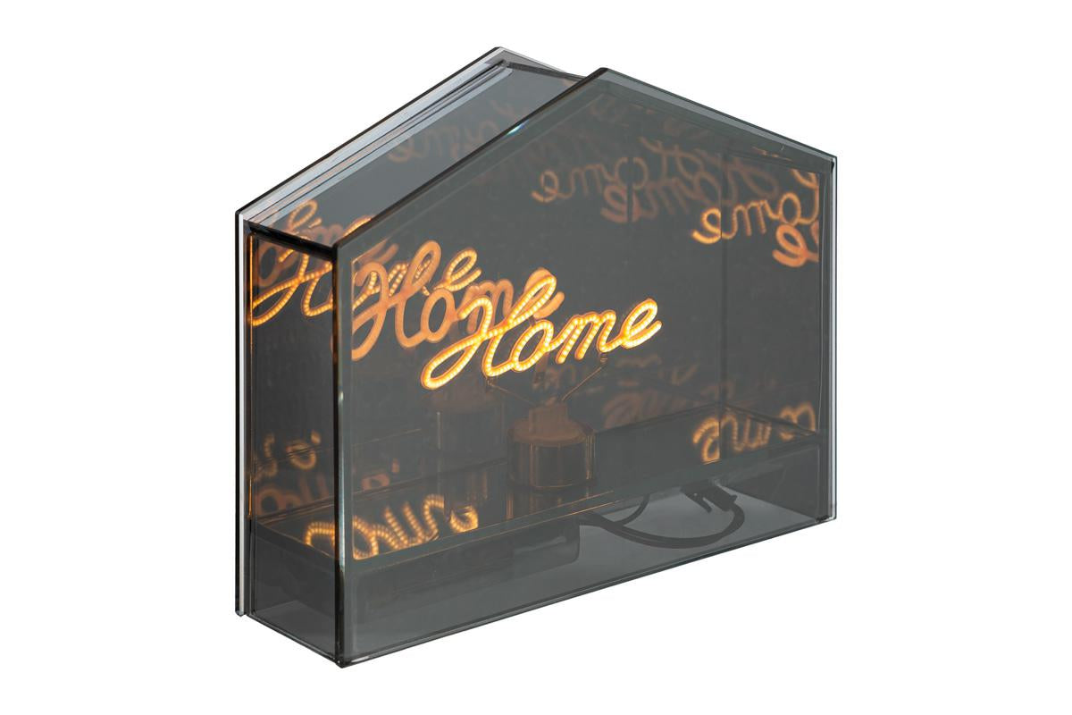 Lampada led in vetro fumè a forma di casa h.15.5cm  | Rohome