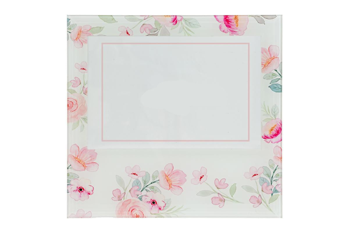 Portafoto in vetro decoro fiori 18z17cm | Rohome