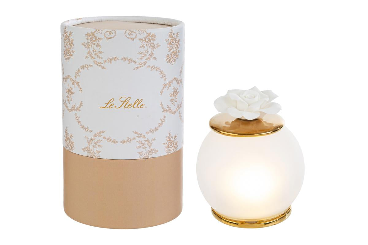 Lampada led a batteria con fiore in ceramica capodimonte | Rohome