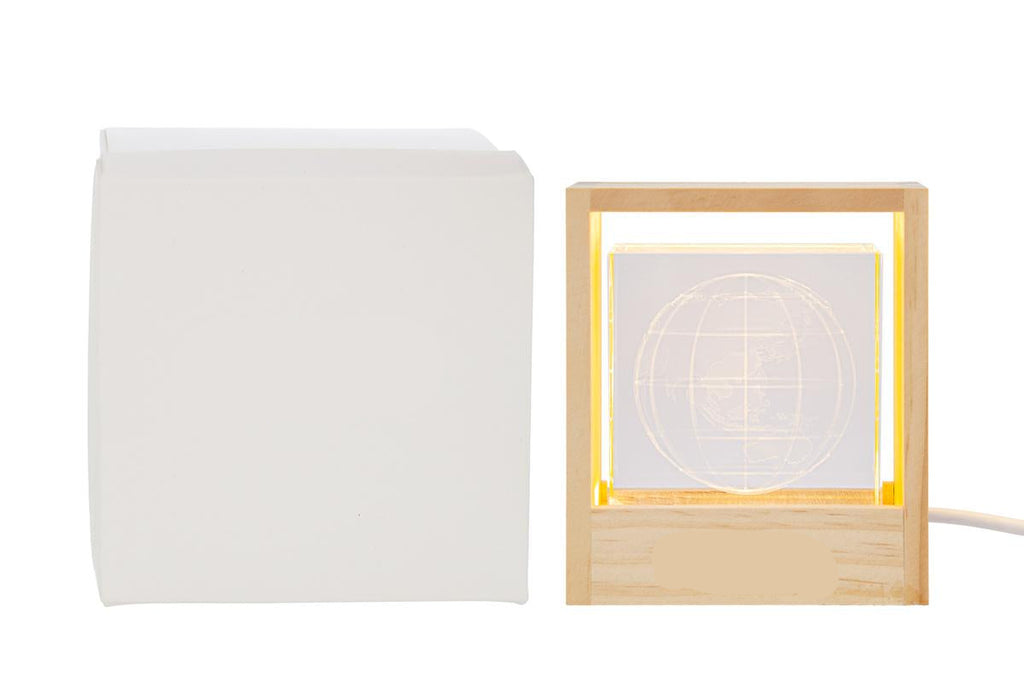 Bomboniera Lampada cubo usb in vetro con mondo | Rohome