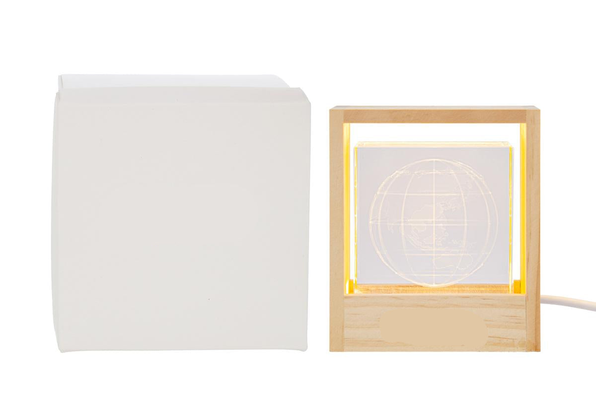 Bomboniera Lampada cubo usb in vetro con mondo | Rohome