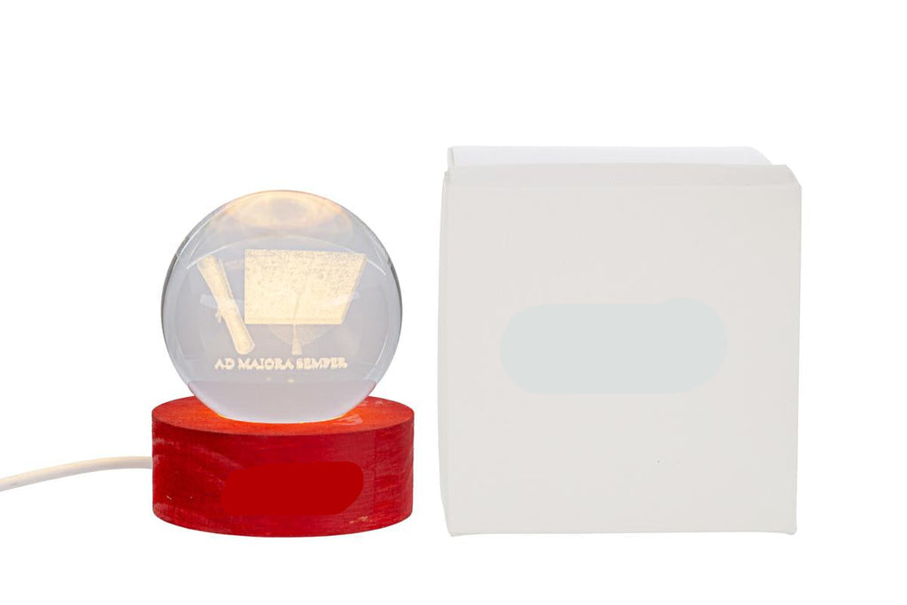Bomboniera Lampada tonda laurea usb in vetro con scritta | Rohome