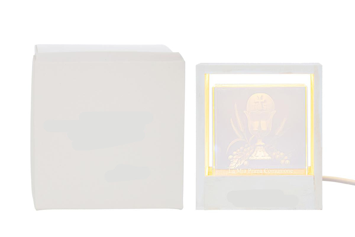 Bomboniera Lampada cubo prima comunione in vetro con scritta | Rohome