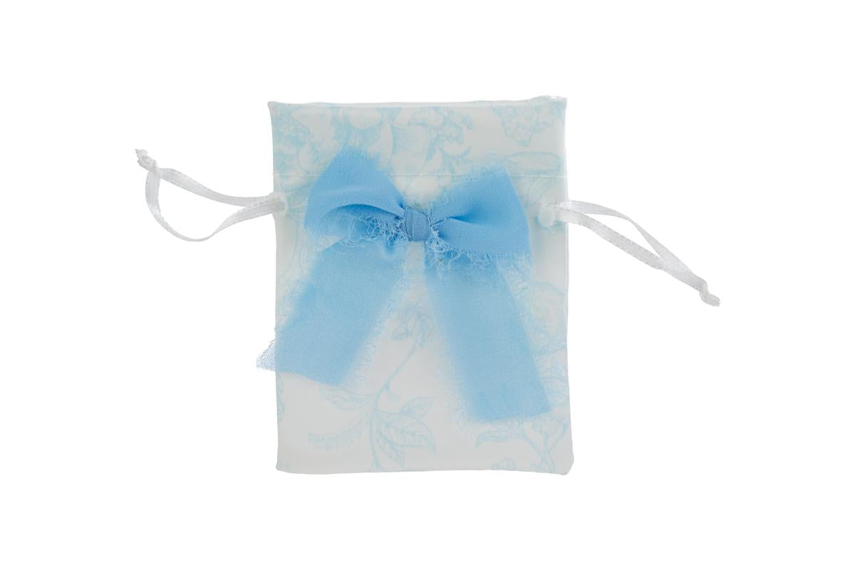 Sacchettino in raso trama fiori celeste | Rohome