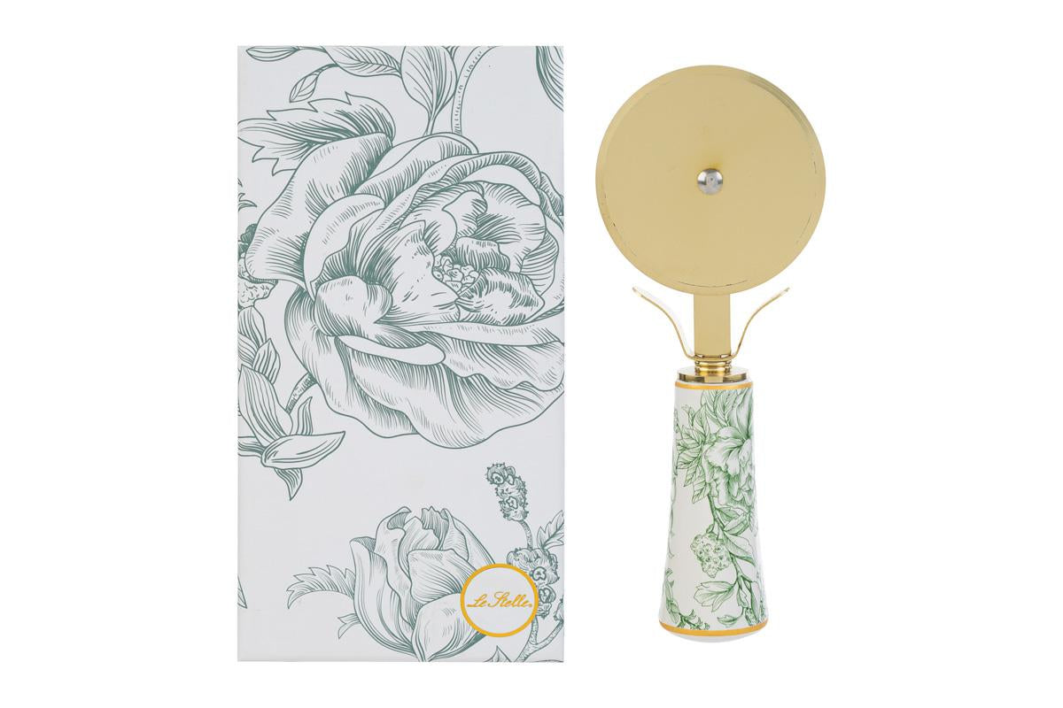 Bomboniera Taglia pizza con decorazione fiori verde | Rohome