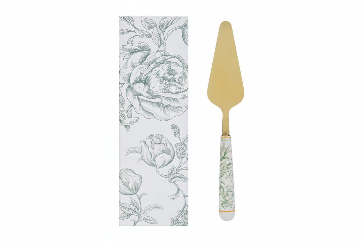 Bomboniera Paletta torta con decorazione fiori verde | Rohome