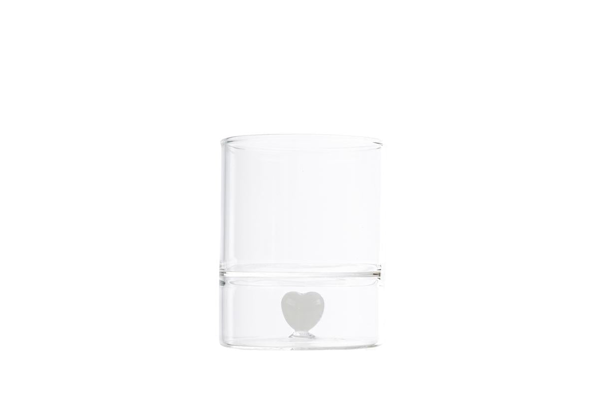 Set 2 bicchieri in vetro con decoro 3d interno cuore | Rohome
