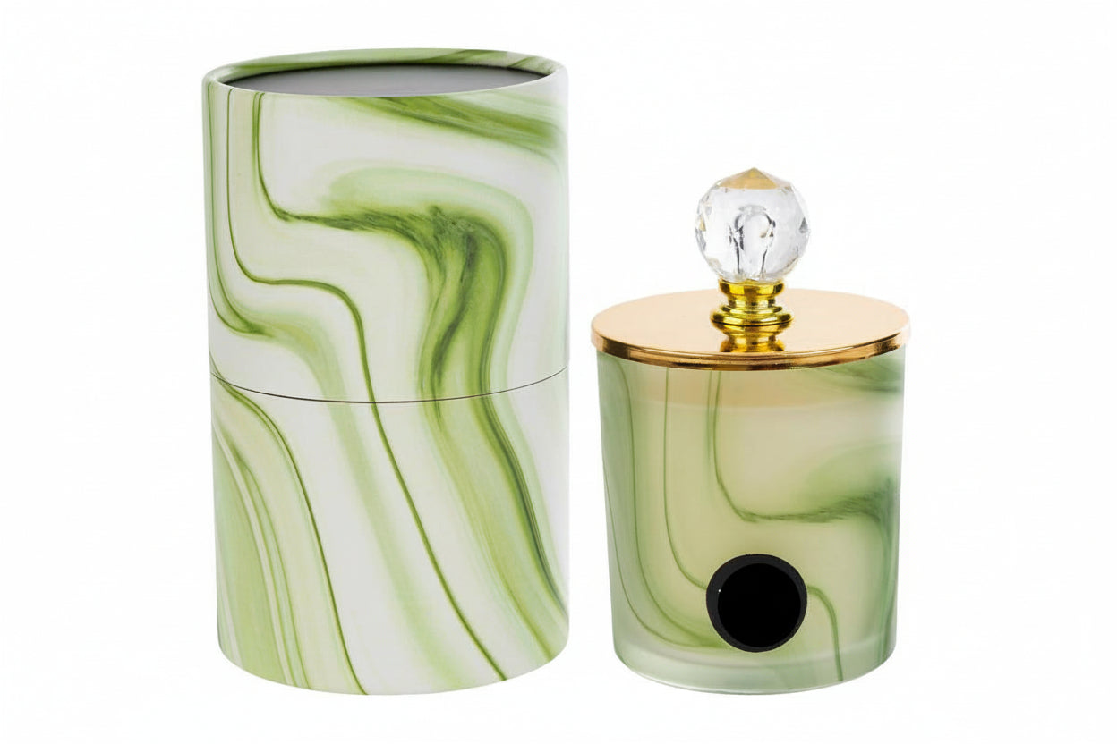 Candela profumata in vetro verde h.12.5cm | Rohome