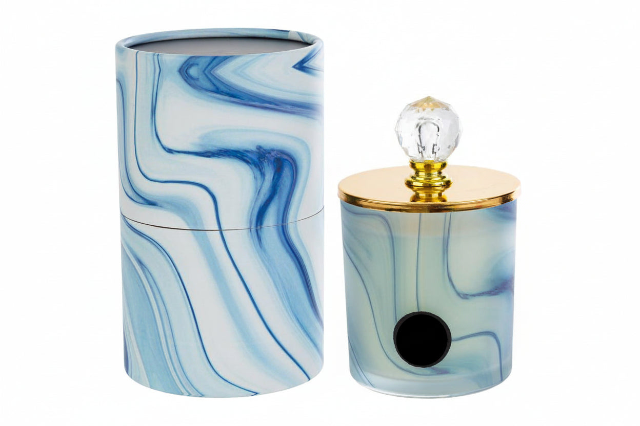 Candela profumata in azzurro verde h.12.5cm | Rohome