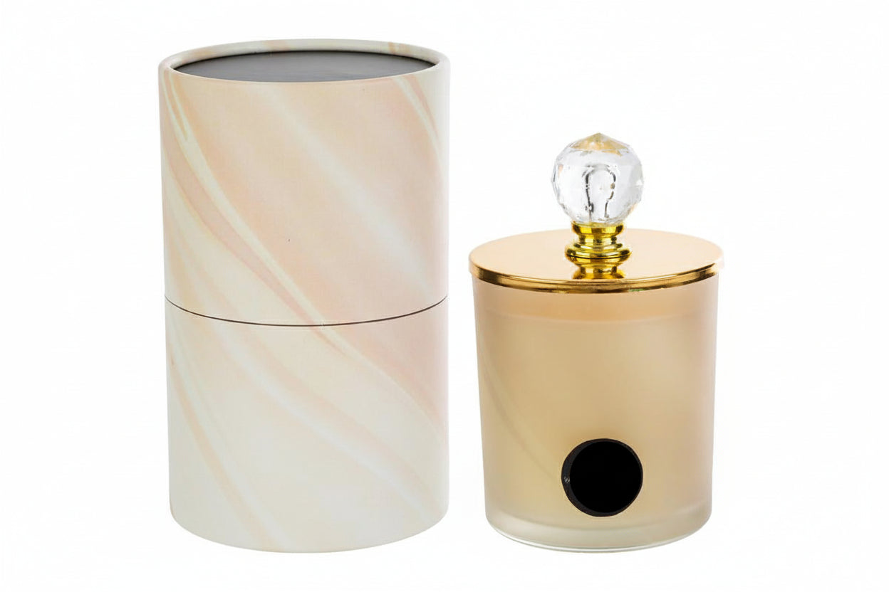 Candela profumata in vetro rosa e h.12.5cm | Rohome