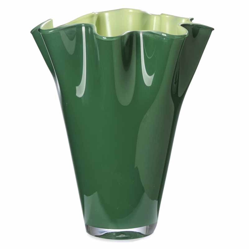 Vaso drappo in vetro doppio colore verde h25 | rohome