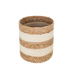 Cesto coprivaso marrone e righe bianche | rohome